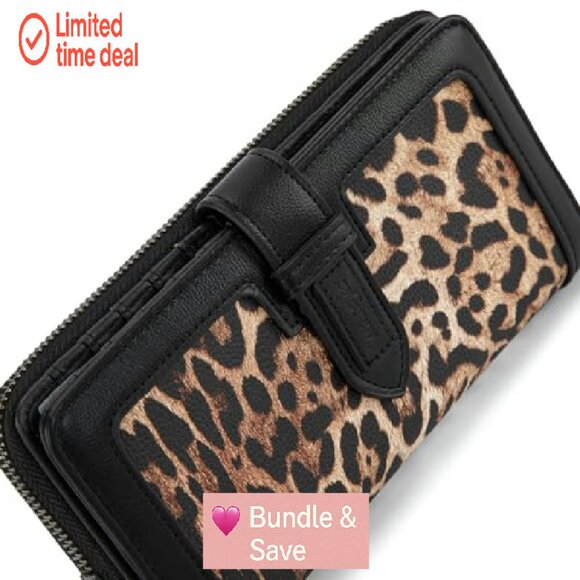 Large Capacity Vegan Leather Bifold Wristlet Wallet with RFID Blocking - Picture 7 of 8